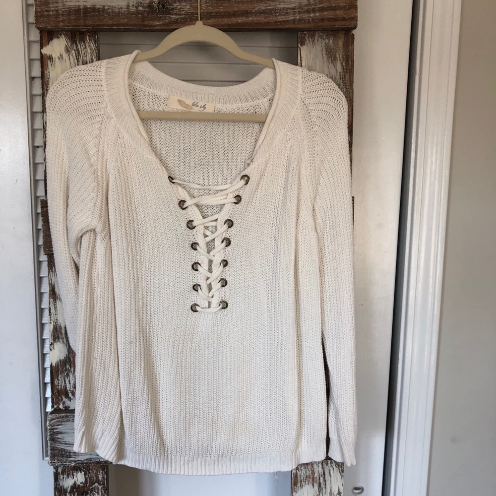 White low cut sweater